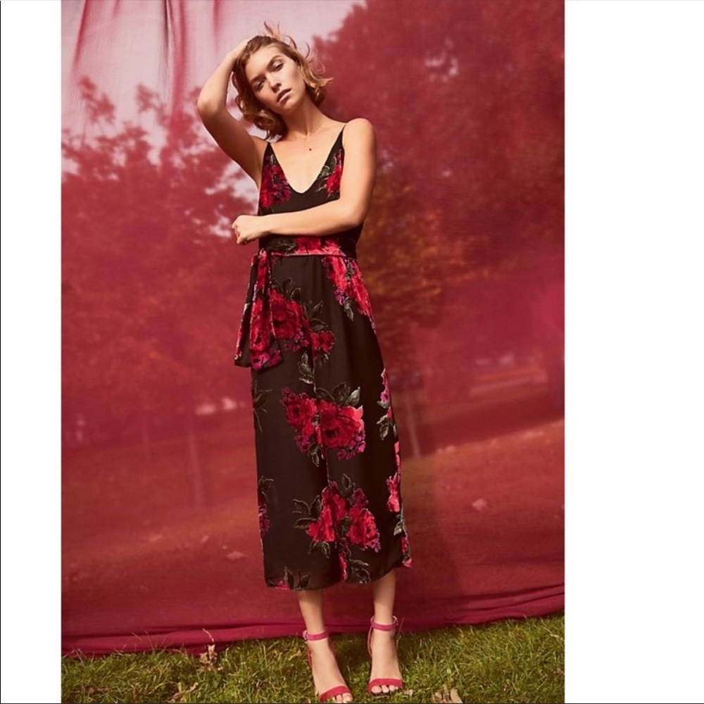 Floral Black and Red Jumpsuit